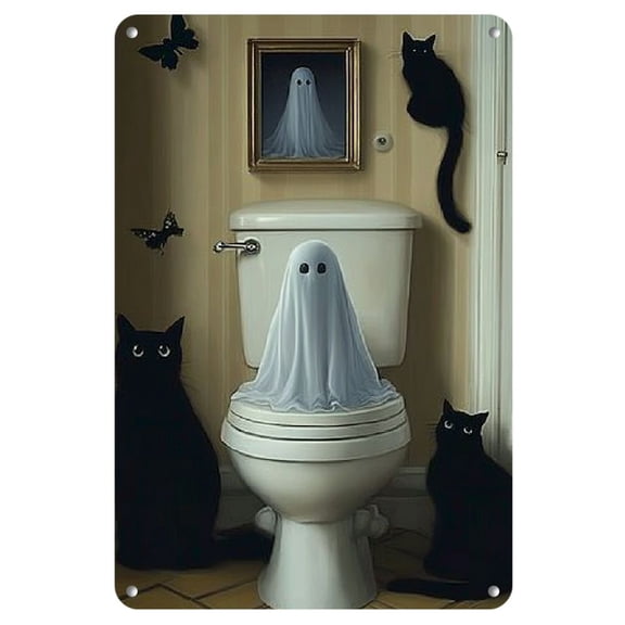 1pc Vintage Cat and Iron Wall Art, 8x12 Inch - Whimsical Halloween-Themed Decor with Antique Butterfly Accents for Home or Library