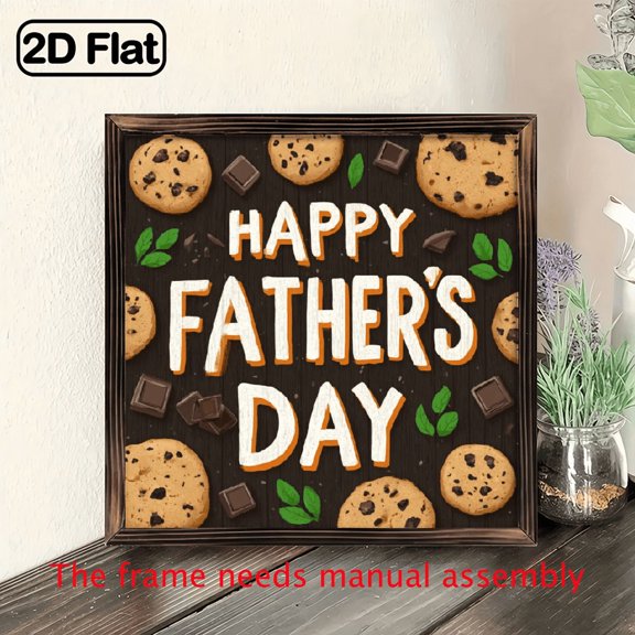 1pc Vintage Chip Chip Hooray! Wood Framed Father'S - 8x8 Inch, Perfect Gift for Dad and Mom, Inspirational Art Desktop Decoration, Wall Hanging, Family Celebration Decor Vintage Style Sign Wo