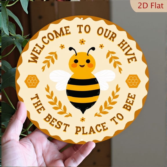 1pc Vintage Classroom Welcome Sign - Bee-Themed Wall Decor with "Welcome to Our Hive/ The Best Place to Bee", Rustic Farmhouse Decoration for Living Room, Kitchen, Office, Cafe