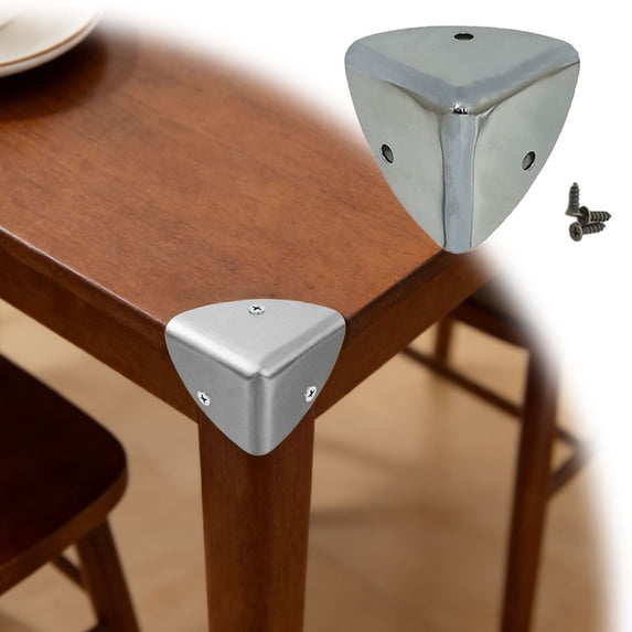 1pc Vintage Corner Protectors Triangle Furniture Three-Sided Corner, Chrome Metal Box Corner Protectors for Table Corners Desk Corners (B)