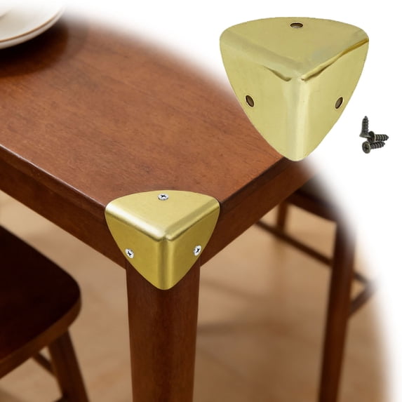 1pc Vintage Corner Protectors Triangle Furniture Three-Sided Corner, Chrome Metal Box Corner Protectors for Table Corners Desk Corners (C)