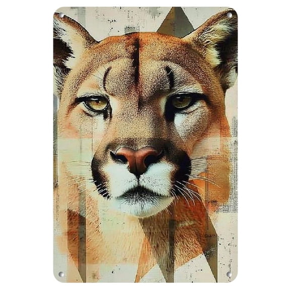 1pc Vintage Cougar Metal Tin Sign, 8x12 Inch Retro Farmhouse Wall Art, Multipurpose Home, Kitchen, Bathroom, Bar Decor, Intriguing Wildlife Illustration, Wall Hanging, No Electricity Needed