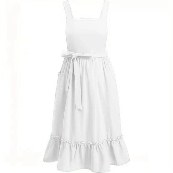 1pc Vintage European Apron Artistic Florist Design Ruffled Hem Kitchen Baking Apron Solid Color with Nordic Style for Wedding