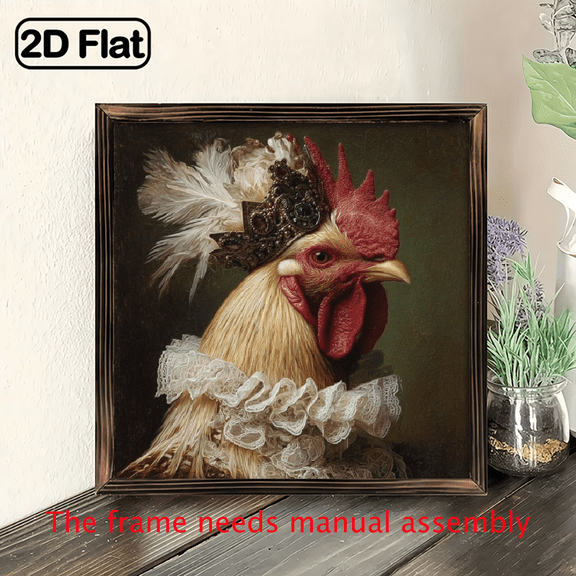 1pc Vintage Farmhouse Rooster Wall Art, Recycled Wood Rustic Decor - Easy Hang Country Kitchen, Living Room, Office Decoration - No Electricity Needed - 8x8 Inch, Classic Design, Wooden Sign,