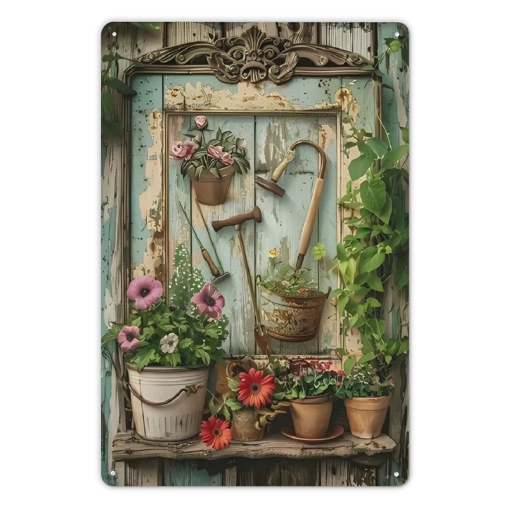 Tin Rustic Signs 1pc Vintage Floral Metal Tin Sign, 8x12 Inch, Rust-Proof & Waterproof ...