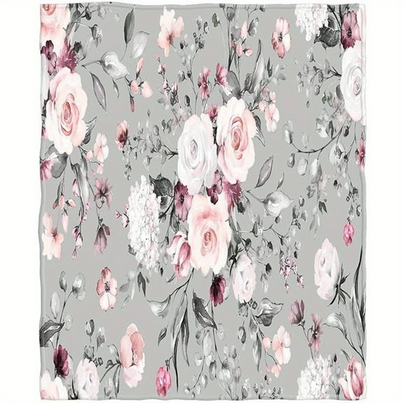 1pc Vintage Floral Rose Blanket - Soft, Lightweight Flannel Throw, All-Season Comfort for Living Room or Bedroom, Hypoallergenic, Machine Washable
