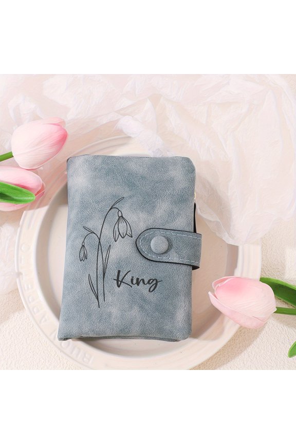 1pc of Vintage Floral Women'S Wallet- Personalized Name Carving, High-Quality Zipper Closure, Customized Birthday Flower And Name, Including Lanyard- Durable Women'S Wallet (Month Needs to Be Noted)