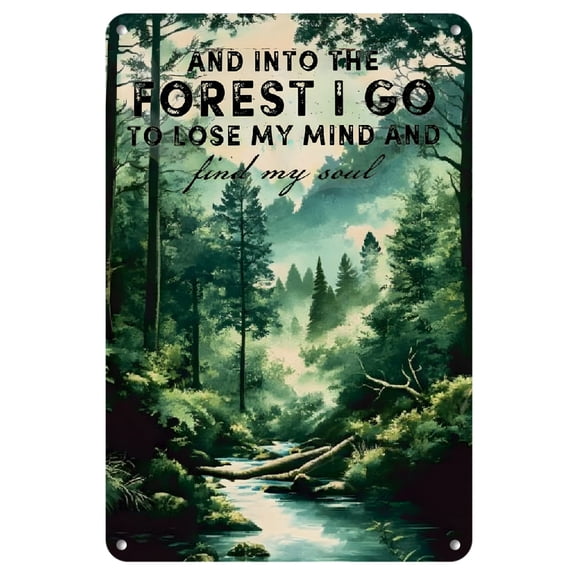 1pc Vintage Forest Scenery Metal Tin Sign - 8x12inch Iron Wall Art - Decor for Patio, Bar, for Man Cave, or Home - Easy to Hang, Durable & Fade-Resistant, Outdoor Decor, Perfect for Room Decor