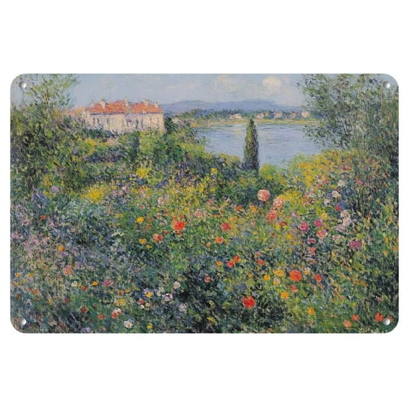 1pc Vintage French Impressionist Landscape Metal Wall Art, 8x12 inches Oblong Iron Painting, Horizontal Home Decor for Living Room, Kitchen, Dining Room, Unique Gift Idea