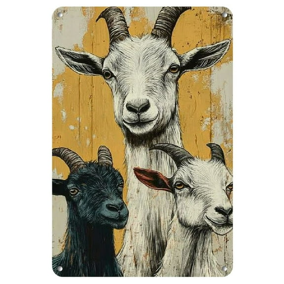 1pc, Vintage Goat Metal Tin Sign, Rustic Farmhouse Wall Art, Indoor Outdoor Decorative Hanging Plaque for Home, Bedroom, Restaurant, Bar, Cafe, School, Library, Garage - 8x12 inches