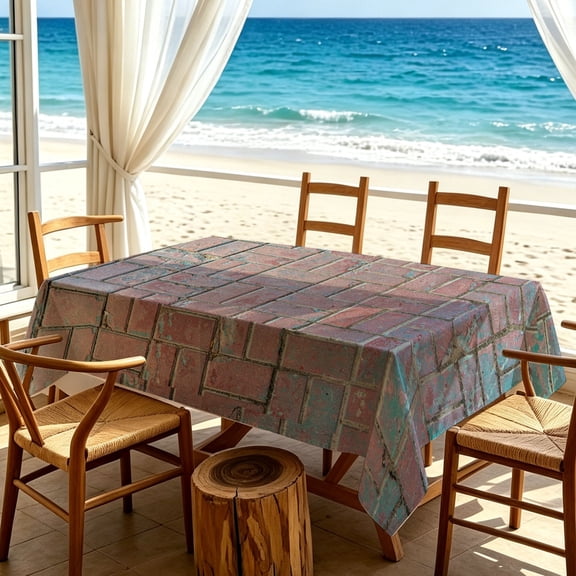 1pc Vintage Industrial Brick 2D Printed Tablecloth, Dining Room Holiday Party Table Cover, Thanksgiving & Christmas Gifts