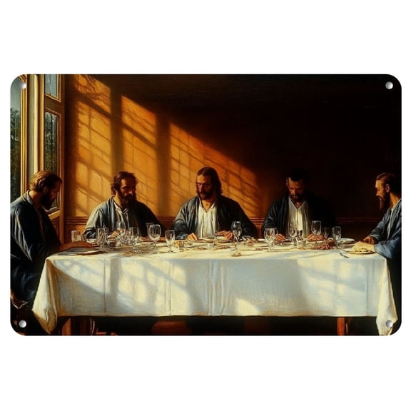 1pc Vintage Iron Metal Sign, Veronese'S "The Last Supper" Renaissance Artwork, Wall Hanging Decor, Multipurpose Home Aesthetic Art, No Electricity Needed, Ideal for Valentine'S Day Decor