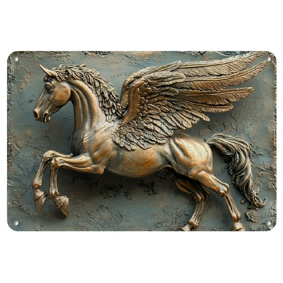 1pc Vintage Iron Sign (8"X12") - Flying Horse Sign Wall Art Decor, Vintage Garage Wall Decor, Cafe Bar Club Living Room Wall Decor Plaque