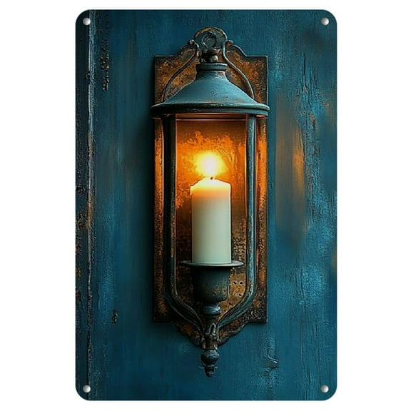 1pc Vintage Iron Wall Lantern Decor, Candle Holder Sconce with Historical Charm, Artistic Metal Sign for Living Room, Bedroom, Office, Classroom Decoration, Wall Lantern Decor