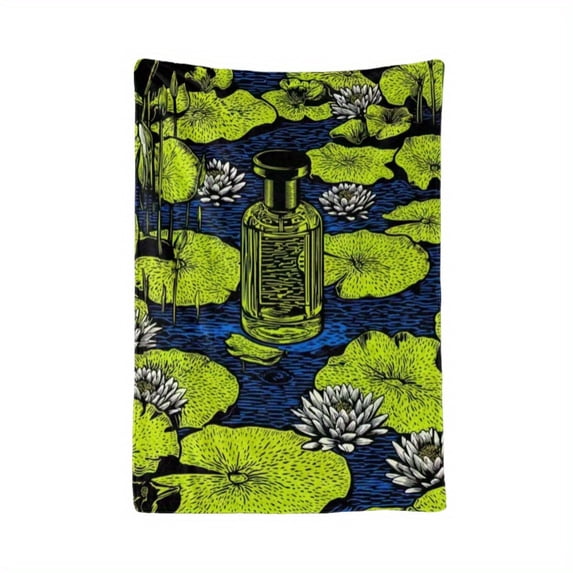 1pc Vintage Medicine Bottle & for Lotus Flower Print Blanket - Soft Polyester Flannel, All-Season Cozy Throw for Holidays, Halloween, Thanksgiving, Christmas - Multifunctional Decorative Gift Blanket
