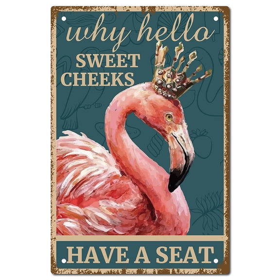 1pc Vintage Metal Iron Tin Sign Poster Wall Decor for Bars Restaurants Cafes Pubs Vertical Rectangle Flamingo Pattern 300x200x2.2mm