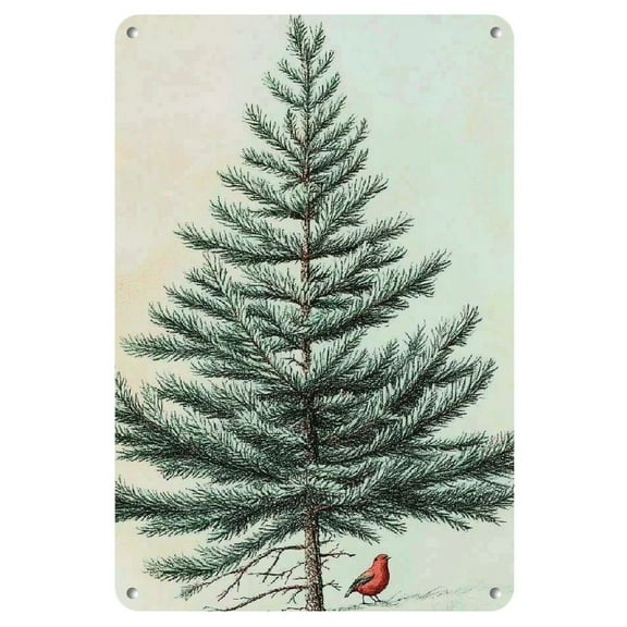 1pc Vintage Metal Pine Tree Sign - Retro Tin Wall Art Plaque, Merry Christmas Tree Drawing, Multi-Purpose Home Bedroom Garage Kitchen Bar Decor, No Power Needed, Easy Wall Mount
