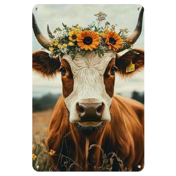 1pc Vintage Metal Tin Sign Highland Cow Vintage Plaque Decoration, Wall Art Decoration, Iron Metal Tin Sign, Indoor/Outdoor Decoration (8x12 inches/20*30cm)