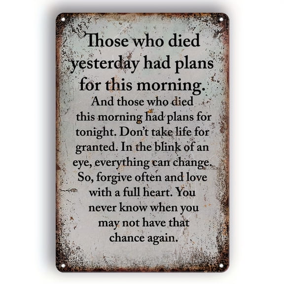 1pc Vintage Metal Tin Sign with Inspirational Quote - Rustic Iron Wall Art for Home, Cafe, Bar & Garage Decor - English Language Wall Hanging Plaque for Bedroom, Living Room & Club, Distressed Finish