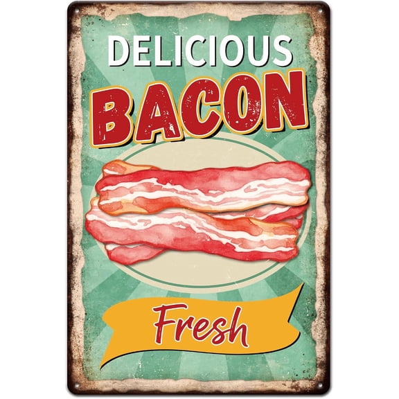 1pc Vintage Metal Tin Sign Iron Wall Decor for Bars Restaurants Cafe Pubs Rectangle Bacon 300x200x2.2mm craft