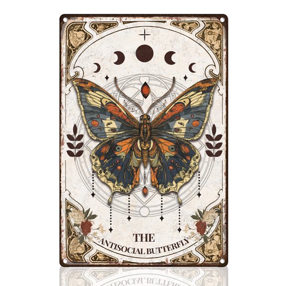 1pc Vintage Metal Tin Sign Iron Wall Decor for Bars Restaurants Cafe Pubs Rectangle Butterfly 300x200x2.2mm for DIY
