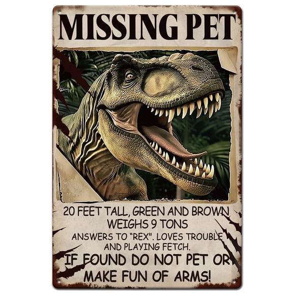 1pc Vintage Metal Tin Sign Iron Wall Decor for Bars Restaurants Cafe Pubs Rectangle Dinosaur 300x200x2.2mmDIY
