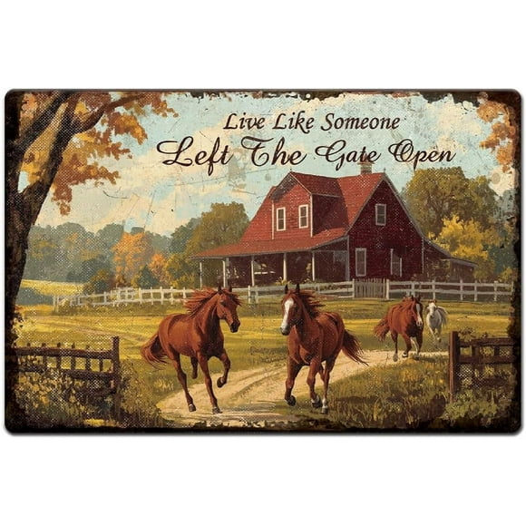 1pc Vintage Metal Tin Sign Iron Wall Decor for Bars Restaurants Cafe Pubs Rectangle Horse 200x300x2.2mm