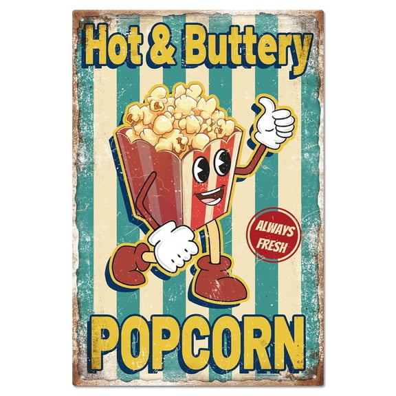 1pc Vintage Metal Tin Sign Iron Wall Decor for Bars Restaurants Cafe Pubs Rectangle Popcorn 300x200x2.2mm