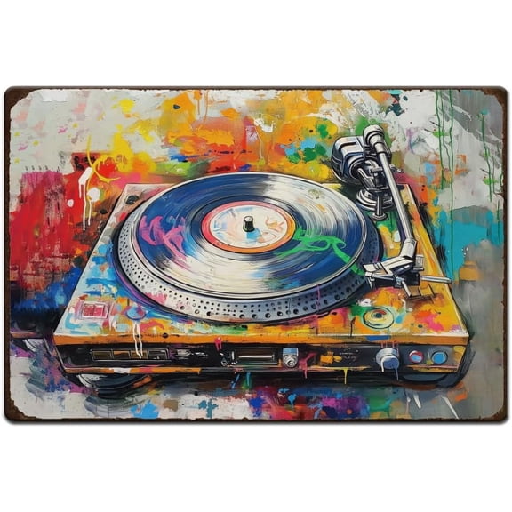 1pc Vintage Metal Tin Sign Iron Wall Decor for Bars Restaurants Cafe Pubs Rectangle Record Player 200x300x2.2mm