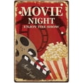 thumbnail image 1 of 1pc Vintage Metal Tin Sign Retro Iron Movie Night Sign Rusty Look Enjoy The Show with Popcorn Poster for Cinema Cafe Bar Pub Beer 11.81x7.87 Inches, 1 of 7