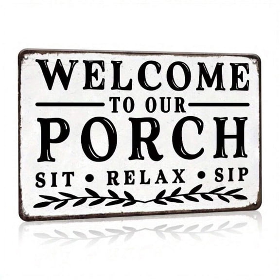1pc Vintage Metal Tin Signage Welcome To Our Porch, Home Decor Patio Farmhouse Bar Coffee Shop Garden Patio Wall Decoration Porch Sign, Home Accessories Outdoor Interior Decoration 8x12 Inches
