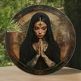 thumbnail image 1 of 1pc Vintage Nun Praying Round Aluminum Wall Art, 8x8 Inch Classic Metal Sign for Home, Office, Bar, Kitchen, Coffee Shop Decor, Durable & Easy to Install, Perfect for Thanksgiving & Christmas Gifts, 1 of 7
