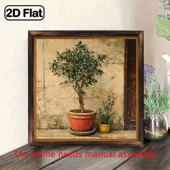 1pc Vintage Olive Tree Wood Framed Wall Art - 8x8 Inch Rustic Farmhouse Decor, Reclaimed Wood with Aged White Brown Finish, Inspirational Gift for Home or Office