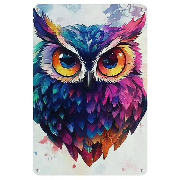 1pc Vintage Owl Metal Tin Sign, 8x12 Inch Wall Hanging Decor, Multipurpose Iron Art for Home, Living Room, Bedroom, Office, Hotel, Cafe, Bar - English Text, Festive Holiday Decoration