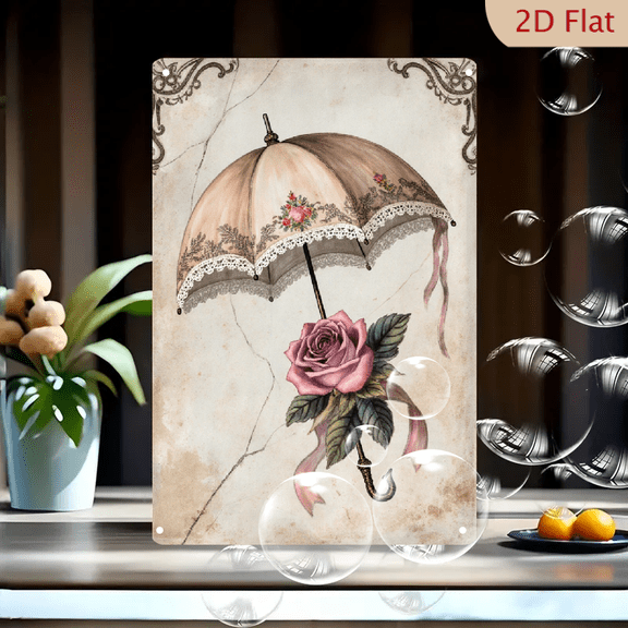 Rustic Metal Rose Umbrella Sign