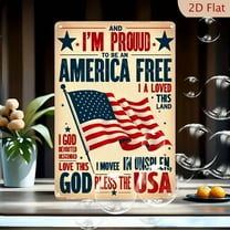 1pc Vintage Patriotic Metal Wall Art - 8x12 Inch American Flag Design with "I'm Proud to Be an America Free" Text, Waterproof Indoor/Outdoor Garden Decor, Stars Stripes Metal Sign for 4th of July