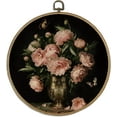 thumbnail image 1 of 1pc Vintage Peony Round Wall Art Decor 10" Framed Canvas Wall Art Wall Medieval Decor with Vintage Hooks Hanging Artwork Prints for Wall Room Door Bedroom Living Room Porch Colorful, 1 of 9