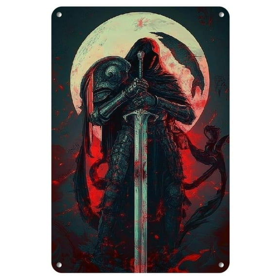 1pc, Vintage Samurai Sword Art Metal Tin Sign, 8x12 Inches, Iron Wall Decor for Home, Living Room, Bedroom, Office, Hotel, Cafe, Pub, Artist Drawing Set, Craft Supplies