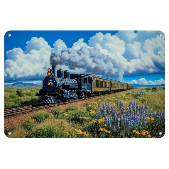 1pc Vintage Steam Locomotive Iron Wall Art, 12x8 inches - Rustic "Multi-Box Carriage" Style, Water &amp; Dust Resistant - Ideal for Home, Bar, Garage, Kitchen Decor