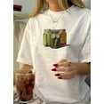 thumbnail image 1 of 1pc Vintage Style Women'S T-Shirt, Geometric Pickle Print, Cotton Knit Fabric, Crew Neck, Short Sleeve, Regular Length, Casual Summer Top, 1 of 6