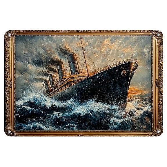 1pc, Vintage Titanic Iron Metal Sign - Wall Art Decor 8x12 Inch, Garage Wall Decor, Cafe Bar Club Living Room Wall Holiday Party