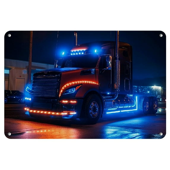 1pc Vintage Truck LED Lights Design Metal Tin Sign, 8x12 inch Iron Wall Art for Home Decor, High-Definition Printing, Durable Quality for Living Room, Bedroom, Game Room Decoration