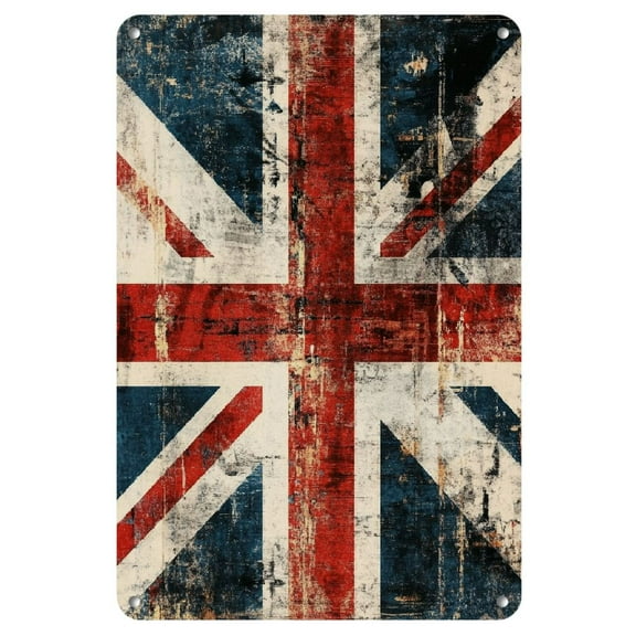 1pc Vintage Union Jack Iron Wall Art Sign - 8x12 Inch, Distressed British Flag Design, Metal Flat Decor for Home, Kitchen, Living Room, Office, Modern Home Decor