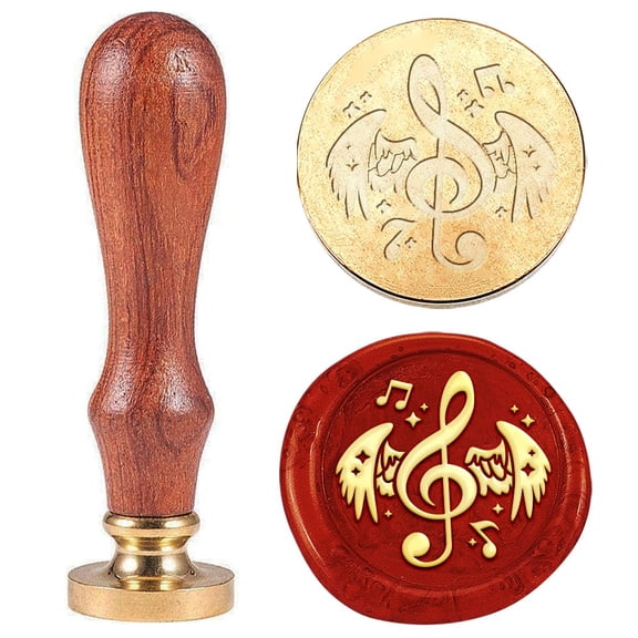 1pc Vintage Wax Seal Stamp Musical Note with Wing Sealing Wax Stamp 25mm Removable Brass Stamp Head with Wooden Handle for DIY handcrafting