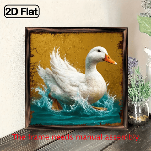 1pc of Vintage Wooden Sign Featuring a Duck In, Perfect Rustic Wall Decoration for The Kitchen, Bathroom, Bedroom, Or Office. A Lovely Home Decor Item Or a Thoughtful Housewarming Gift, Also Sui