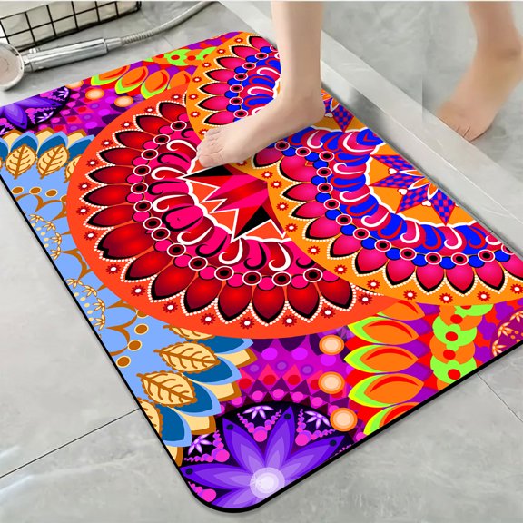 1pc Vivid Mandala Bathroom Rug Bathroom Decor and Accessories- Durable,Anti Slip,And Quick Drying,Suitable For Indoor/outdoor Use - Perfect For Bathrooms,Bedrooms,Kitchens