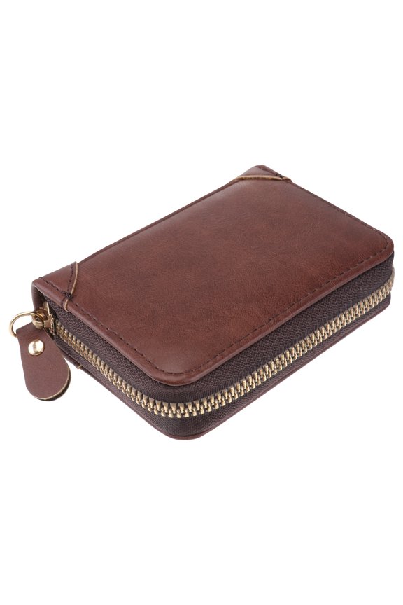 WHAMVOX Wallet for Men with Zipper Design and Coin Pocket, Durable Storage Solution, Coffee Color, 1pc