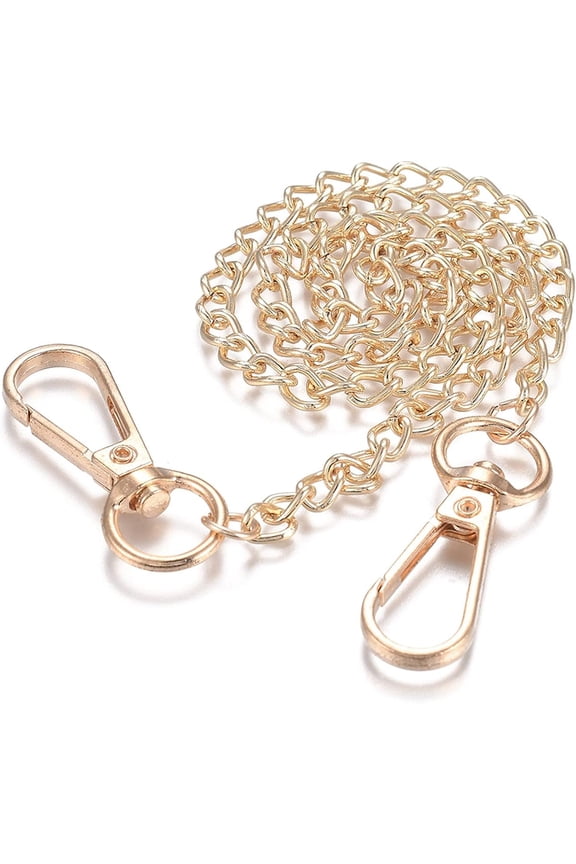 1pc Wallet Chain Pants Chain Pocket Chains for Jeans and Keys Alloy Curb Chain Belts with Swivel Clasps Golden 21.2~22.3 inch(54~56.8cm)
