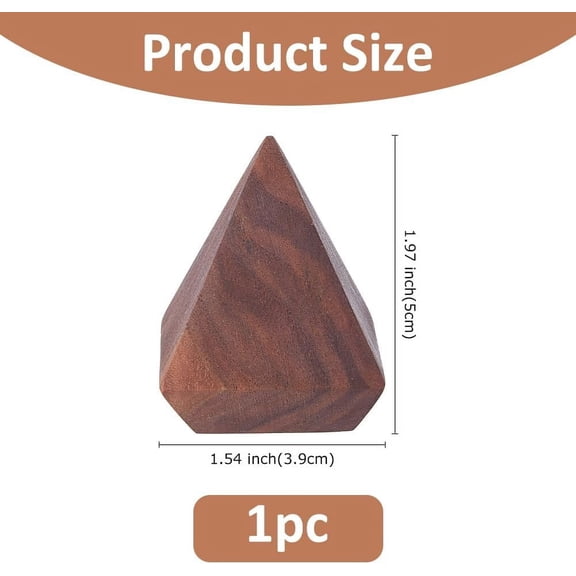 1pc Walnut Wooden Ring Storage Rack Display Stands Pyramid Coconut Brown 39x39x50mm
