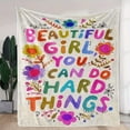 thumbnail image 1 of 1pc Warm And Soft Flannel Blanket With English Slogan Print - Perfect For Bed, Sofa, And Camping, 1 of 5